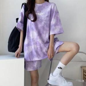 물감티 셋트 코디 상하의 여자 트레이닝복 셋트 반팔반바지