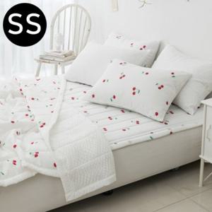 해피니 체리 시어서커 여름 이불 패드세트 슈퍼싱글 SS (화이트) (베개솜 별매)