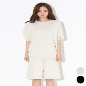 여성 세트 반바지 루즈핏 반팔 시보리 니트 벌룬