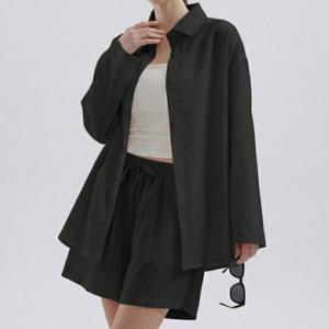 무지 패션 데일리 여행 바캉스 셔츠 반바지 세트 여성 코디 스타일 여자반팔면티 흰반팔티