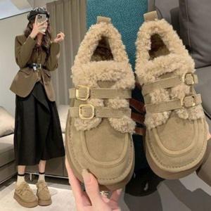 EAS 잡화 여성신발 로퍼 모카신 양털 더블스트랩 퍼