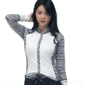 집업 래쉬가드 여성 수영복 긴팔 상의 워터파크 무늬