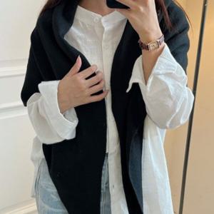 HIKT 여성용 케이프 어깨 입는담요 목토리 머플러 숄 니트