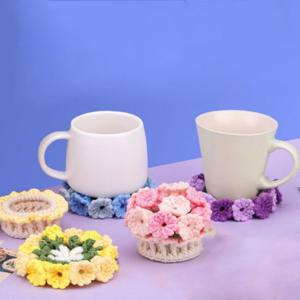 세트 4p 수예 티코스터 뜨개실 만들기 컵받침 DIY 패키지
