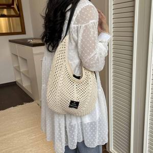 여름 밀짚 패턴 호보백 휴가 바캉스 비치 데일리 여성 숄더백