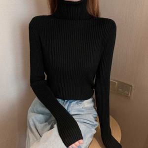 터틀넥티셔츠 니트티셔츠폴라목티 목 면목폴라티검정폴라 여성니트폴라티