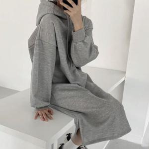 기모 안감 깔끔한 무지 디자인 여성 후드 원피스 여자 니트 미니 치마 여름 반팔 카라