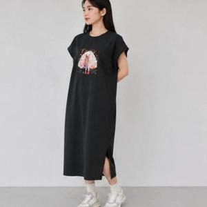 2컬러 부드러운 여름 러블리 소녀 마트룩 숏소매 긴기장원피스