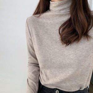 여성 베이직 기본 스타일 기모 안감 목 폴라 티셔츠 맨투맨 레이스 나시 형광 반목