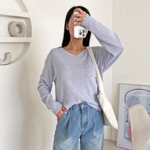 브이넥 여리핏 여리핏니트 블링브이니트 루즈핏니트 긴팔 긴팔니트 여성니트티