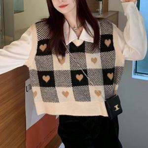 조끼패딩 할머니조끼 브이넥베스트 여성가을조끼 여성롱베스트 오버핏니트조끼