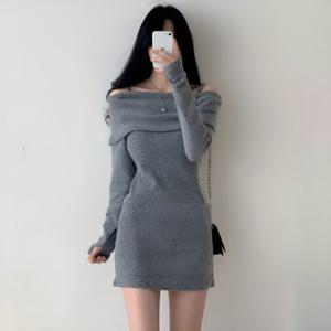 쉬폰원피스 슬림핏 원피스 미니원피스 오프숄더 페미닌 하객룩원피스