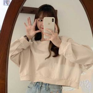 여성오버핏맨투맨 데일리룩 기본티셔츠 여자후드티 레이어드티셔츠 크롭맨투맨
