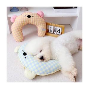 루미나D 고양이 강아지 베개 체크 목 쿠션 애견용품 세탁가능