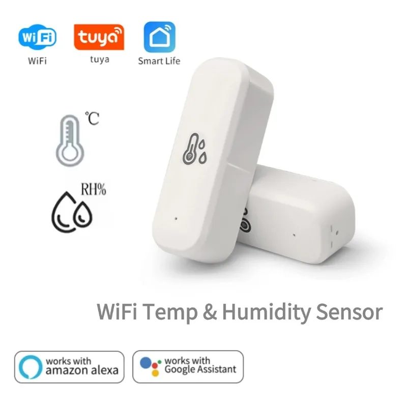 스마트 홈 2.4G WIFI 온도 및 습도 센서 Tuya APP 원격 제어 SmartLife Alexa Google Assistant와 함께 작동
