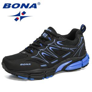 BONA 남성용 액션 가죽 메쉬 러닝화, 대형 스니커즈, 스포츠 신발, 워킹 조깅 신발, 새로운 디자이너