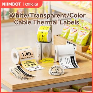 NIIMBOT 1 롤 방수 스티커 케이블 라벨 B21 B3S B1 B31 Commercia 스마트 휴대용 프린터 라벨 메이커 용 자체 접착 태그