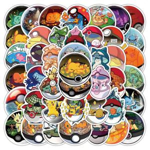 50PCS 애니메이션 포켓몬 포켓 볼 스티커 멋진 낙서 데칼 DIY 장식 전화 노트북 편지지 PVC 방수 장난감 선물