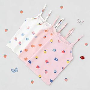 4피스 여아용 패셔너블하고 귀여운 멀티 컬러 조합 프린트 조끼, 편안하고 캐주얼한 아동용 스포츠 캐미솔 상의