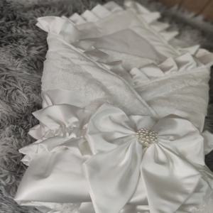 럭셔리 부드러운 새틴 웨딩 패브릭 유아용 Swaddle 담요 부드러운 아기 소녀 소년 유모차 랩 새시 화이트 Christening swaddle