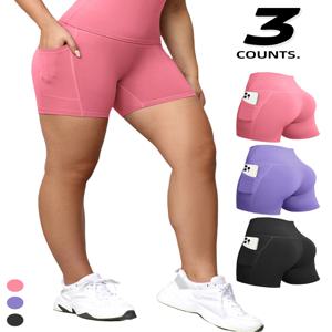 1/3pcs 여성 피트니스 섹시한 짧은 바지 포켓이 있는 요가 레깅스 반바지 힙 리프트 타이트 스포츠 반바지 빠른 건조 사이클링 운동 체육관