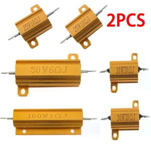 2PCS RX24 알루미늄 전력 저항기 10/25/50/100W 0.1-1KOhm 산업용 오디오 장비용 금속 쉘 권선형 부하 저항기 키트