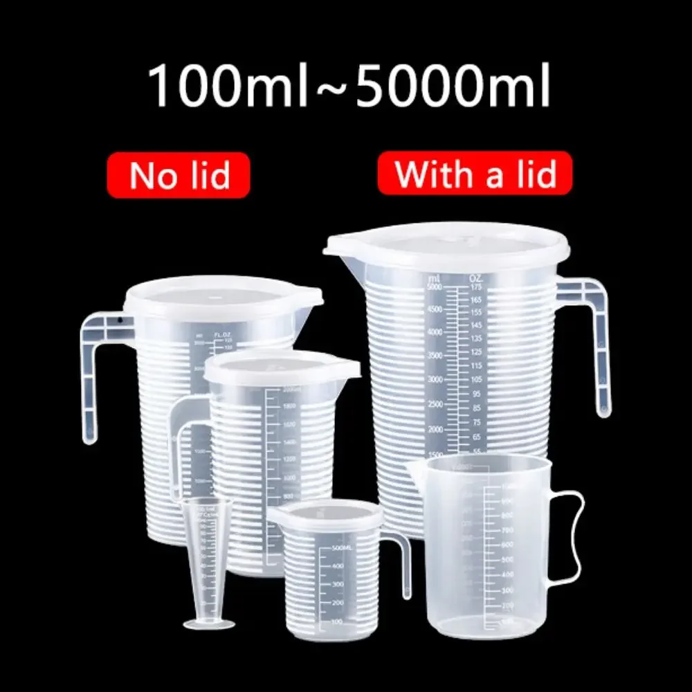 100-5000ml 두꺼운 플라스틱 측정 컵 규모 식품 등급 측정 컵 실험 측정 컵 비커 플라스틱 컵