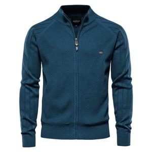 AIOPESON Argyle 솔리드 컬러 카디건 남성 캐주얼 품질 지퍼 코튼 겨울 남성 스웨터 남성용 패션 기본 가디건