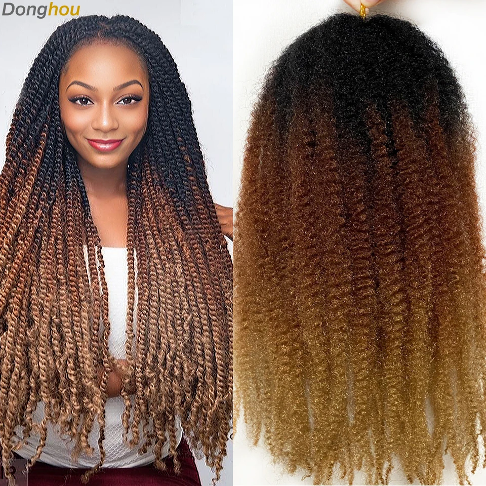 Marley Hair 18인치 합성 Marley 브레이딩 헤어 옴브레 블랙 브라운 블론드 그레이 350 아프로 킹키 Marley 트위스트 브레이딩 헤어