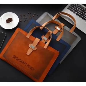 1pcs A4 PVC 가죽 파일 폴더 방수 비즈니스 서류 가방 사무실 문서 보관을위한 대용량 주최자 핸들