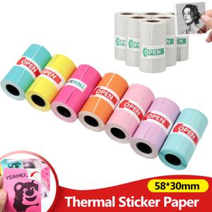 57mm x 30mm 미니 프린터 컬러 스티커 감열지 라벨 용지 스티커 PeriPage Poooli 58mm 너비 포토 프린터 용 인화지