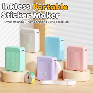 DOLEWA T01 라벨 프린터 휴대용 미니 열전사 프린터 잉크 없음 블루투스 무선 라벨링 기계 DIY 바코드 스티커