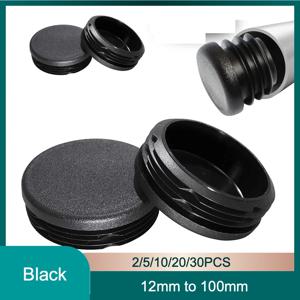 12mm~100mm 리브형 플라스틱 구멍 마개, 원형 검정색 금속 튜브 엔드 캡, 강력한 가구 다리 삽입물, 충격 및 날씨에 강함