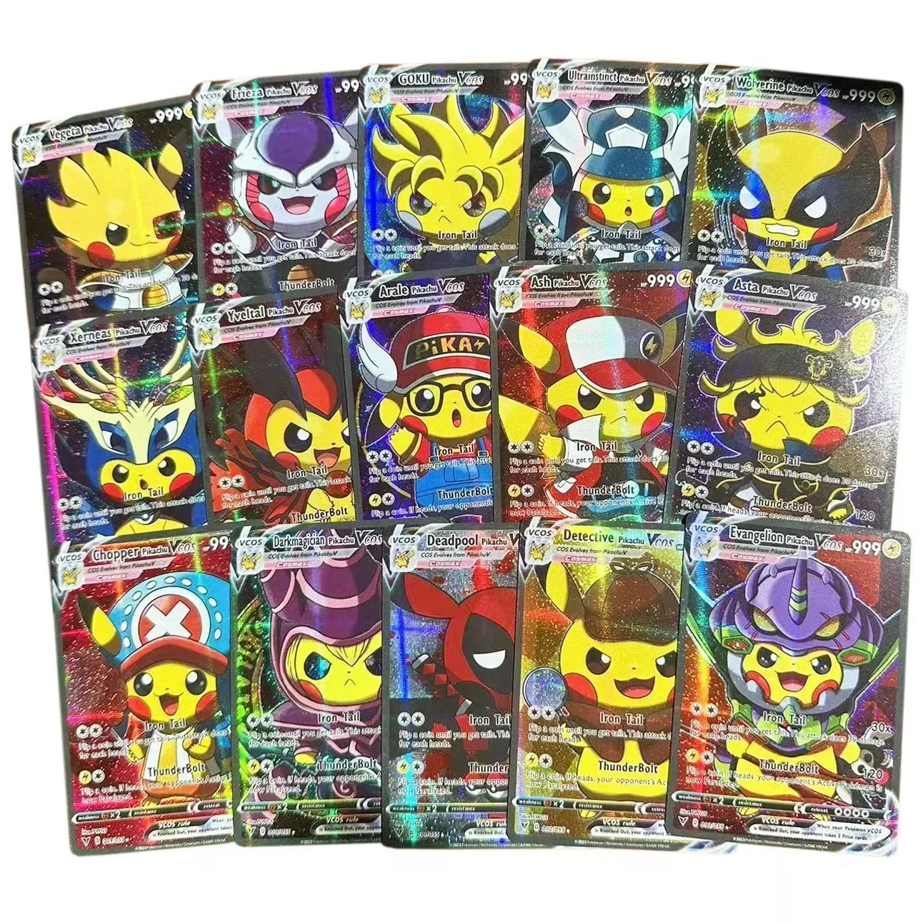 최신 55PCS 포켓몬 애니메이션 홀로그램 카드 피카추 캐릭터 코스프레 영어 샤이니 컬렉션 트레이딩 카드 장난감 어린이 선물