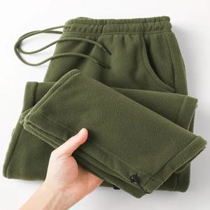 빈티지 두꺼운 겨울 캐주얼 플리스 바지 남성 와이드 레그 배기 따뜻한 스웨트팬츠 남성 드로잉 조거 팬츠 가을 바지