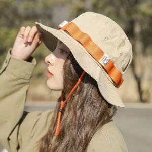여성용 야외 레트로 어부 모자 여름 햇빛 가리개 넓은 챙 하이킹 모자 UV 차단 썬 베이신 캡 캐주얼 스타일 스트라이프 패턴