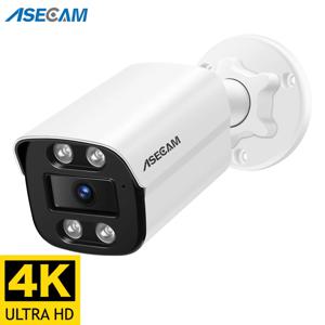 ASECAM 4K 8MP IP 카메라 야외 CCTV POE 오디오 H.265 Onvif AI 인간 감지 컬러 라이트 알람 보안 감시 카메라