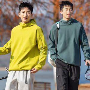 야외 스포츠 후드티 남녀 공용 루즈핏 캐주얼 풀오버 후드 스웨트셔츠 커플 퀵 드라이 긴팔 티셔츠 탑