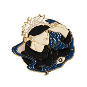 애니메이션 Jujutsu Kaisen 브로치 키 체인 만화 그림 Gojo Satoru 에나멜 옷깃 핀 귀여운 코스프레 소품 친구를위한 보석 선물