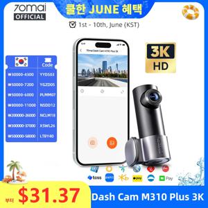 새로운 70mai 대시캠 M310 플러스 3K 1620P WDR 음성 제어 139 ° FOV 차량용 DVR 70mai M310 플러스 3K 차량용 레코더 주차 모니터