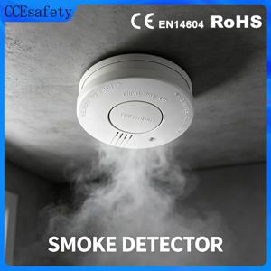 CCEsafety SA10 연기 감지기 9V 교체 가능 배터리 화재 경보 연기 감지 센서 음소거 버튼 가정 아파트 임대용 CE EN14604 인증