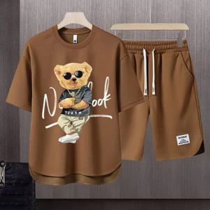 2023 여름 남성 의류 Tracksuit 세트 일본 패션 하라주쿠 Tracksuit 남성 2 조각 세트 캐주얼 반소매 T 셔츠 + 반바지
