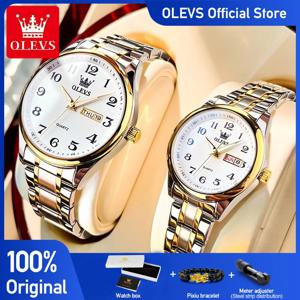 OLEVS 5567 커플 시계, 방수 야광 손목시계, 연인 데이트용, 남녀공용, 심플 패션