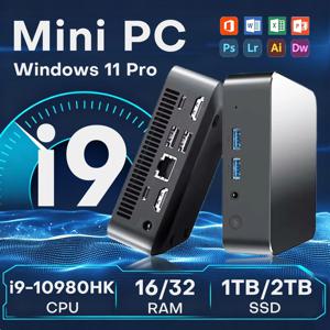 Windows11 Pro 미니 PC 휴대용 게이밍 i9 10980HK i3-6100 16/32GB RAM WIFI6 BT5.2 4K 1/2TB SSD 1000Mbps 미니 게이머 컴퓨터 PC