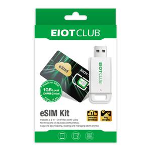EIOTCLUB ESIM 카드 및 ESIM 카드 리더기 (1GB 데이터, 무제한 ESIM 프로필 다운로드, 9 슬롯, 안드로이드 및 iOS 호환)