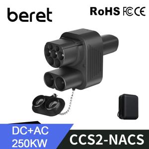 베레트 CCS2 테슬라 전기차 충전 어댑터 DC 1000V 250KW AC 250V 8KW 모델 3/X/Y/S 콤보 CCS 2 전기차 충전 컨버터 어댑터