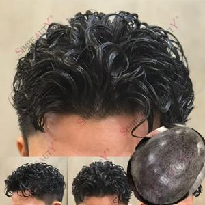 남성용 슈퍼 내추럴 헤어라인 부분 가발 1B50 1B80 다크 브라운 그레이 블랙 투명 PU 눈에 띄지 않는 내구성 있는 얇은 마이크로 스킨 보철물