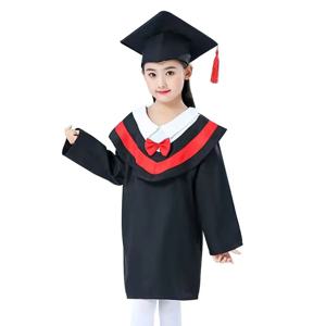 2개/세트 유치원 어린이 졸업 가운 모자와 태슬이 있는 명예 졸업 가운 유치원 졸업 가운 졸업 예복
