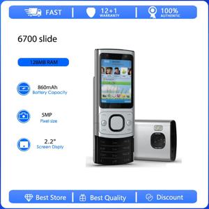 오리지널 리퍼비시드 6700 슬라이드 3G 싱글 심 언락 GSM 900/1800 모바일 폰 러시아어 아랍어 히브리어 키보드 핀란드 제조