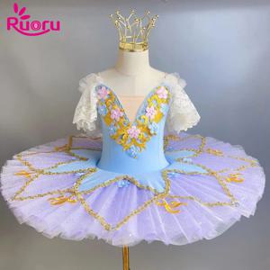 루오루 신형 프로페셔널 발레 튜튜 어린이 소녀 발레리나 드레스 발레 튜튜 댄스 의상 클래식 플래터 팬케이크 튜튜